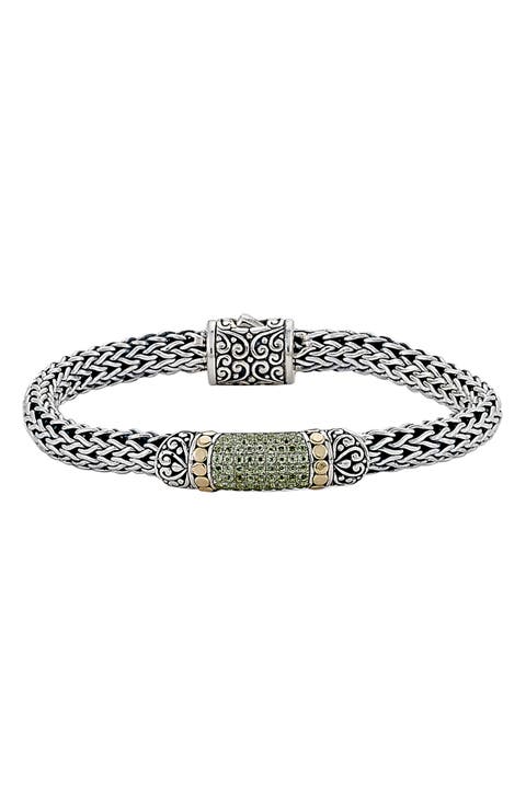 Semiprecious Stone Textured Bangle Bracelet