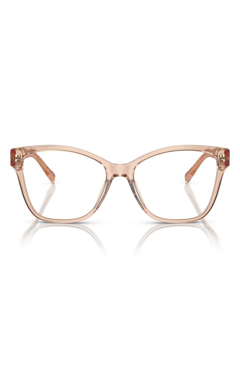 COACH 50mm Square Optical Glasses, Main, color, Transparent Brown / Demo Lens