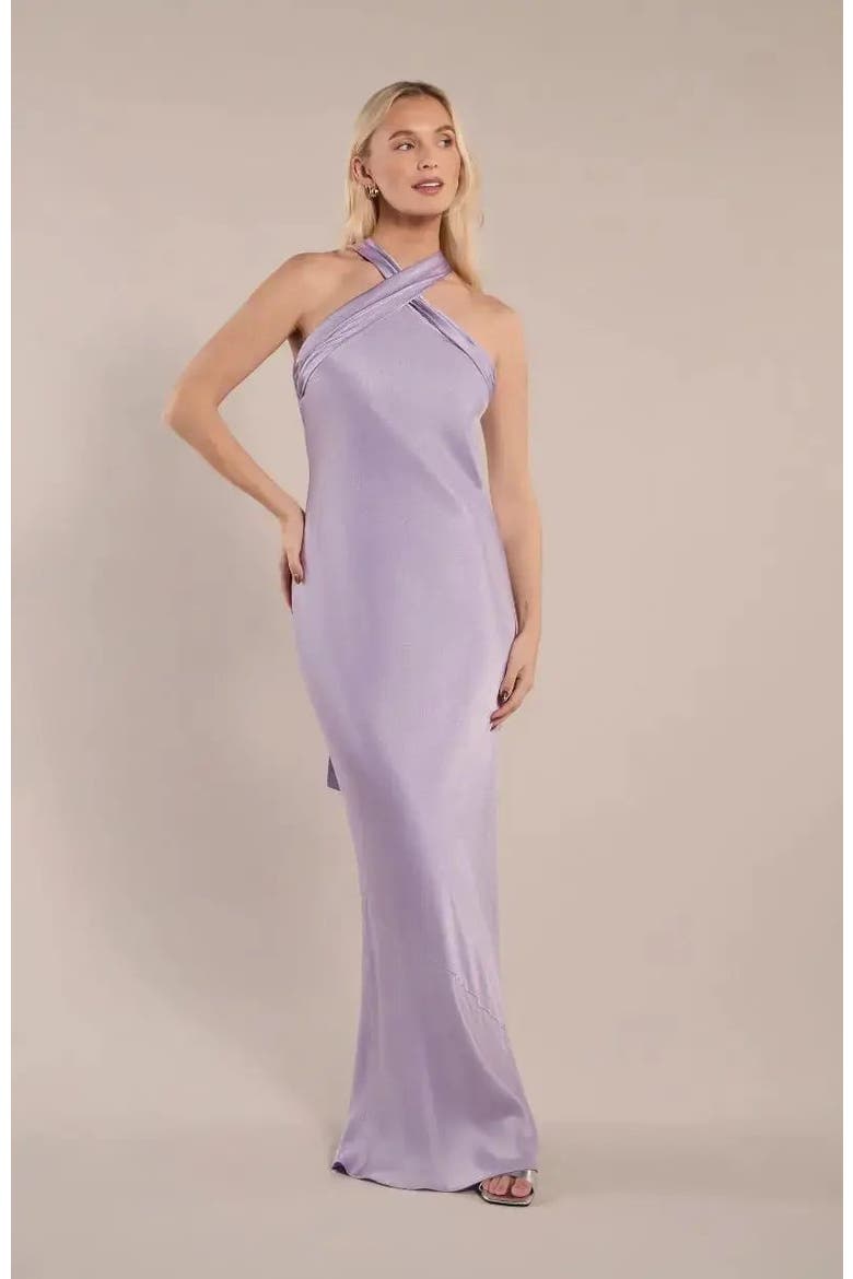 Roma Halter Neck Dress, Alternate, color, Lilac