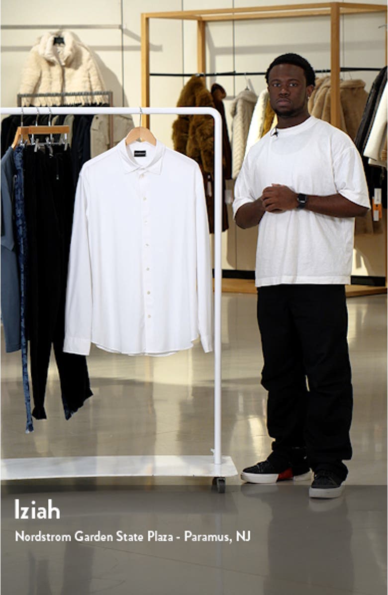 Solid White Knit Button-Up Shirt, sales video thumbnail