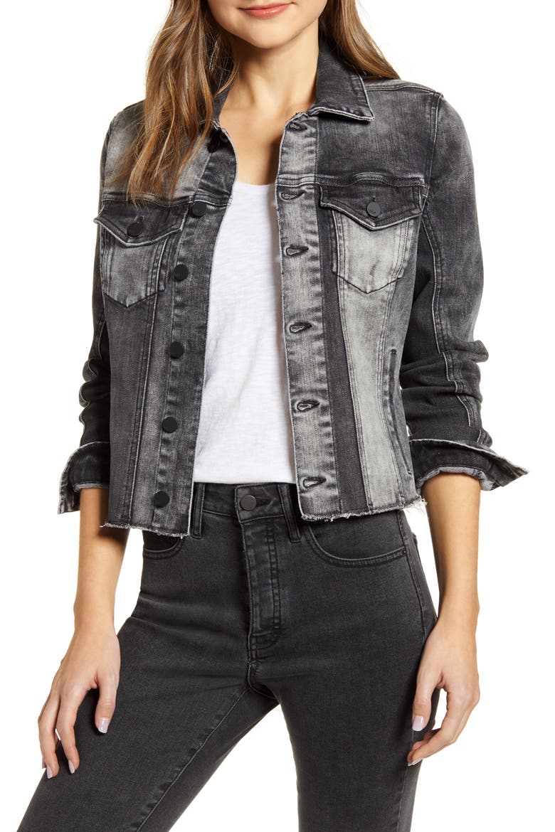 Denim Pieced Dyed Denim Trucker Jacket, Main, color, GREY
