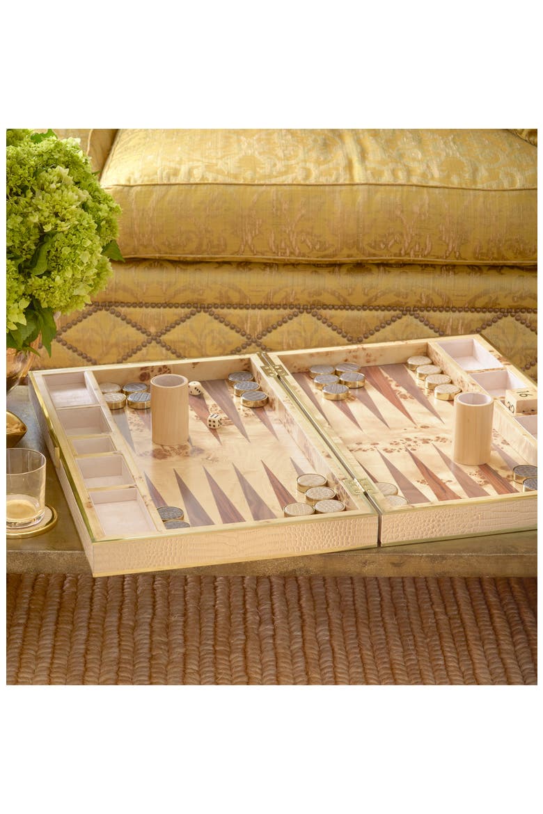 Croc Embossed Backgammon Set, Alternate, color, FAWN