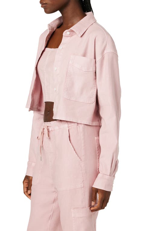 Hudson Jeans Oversize Crop Button-up Shirt In Pink