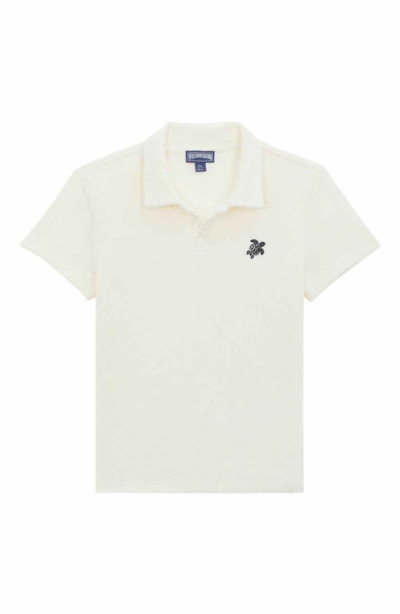 Vilebrequin Kids' Embroidered Turtle Terry Polo, Main, color, Blanc