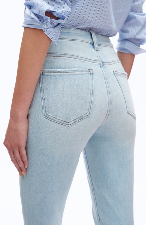 Bayeas High Waist Cuffed Raw Hem Straight Leg Jeans In Blue