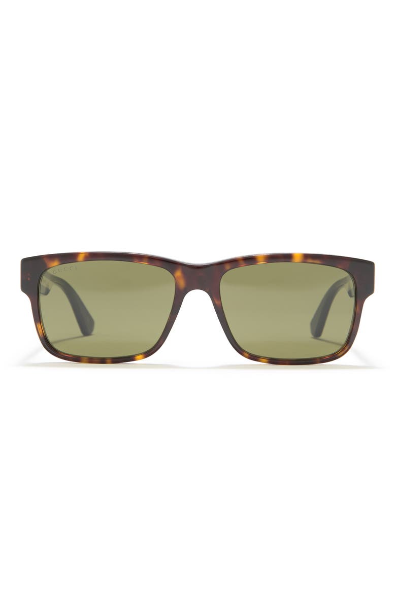 58mm Square Sunglasses, Main, color, HAVANA MULTICOLOR GREEN