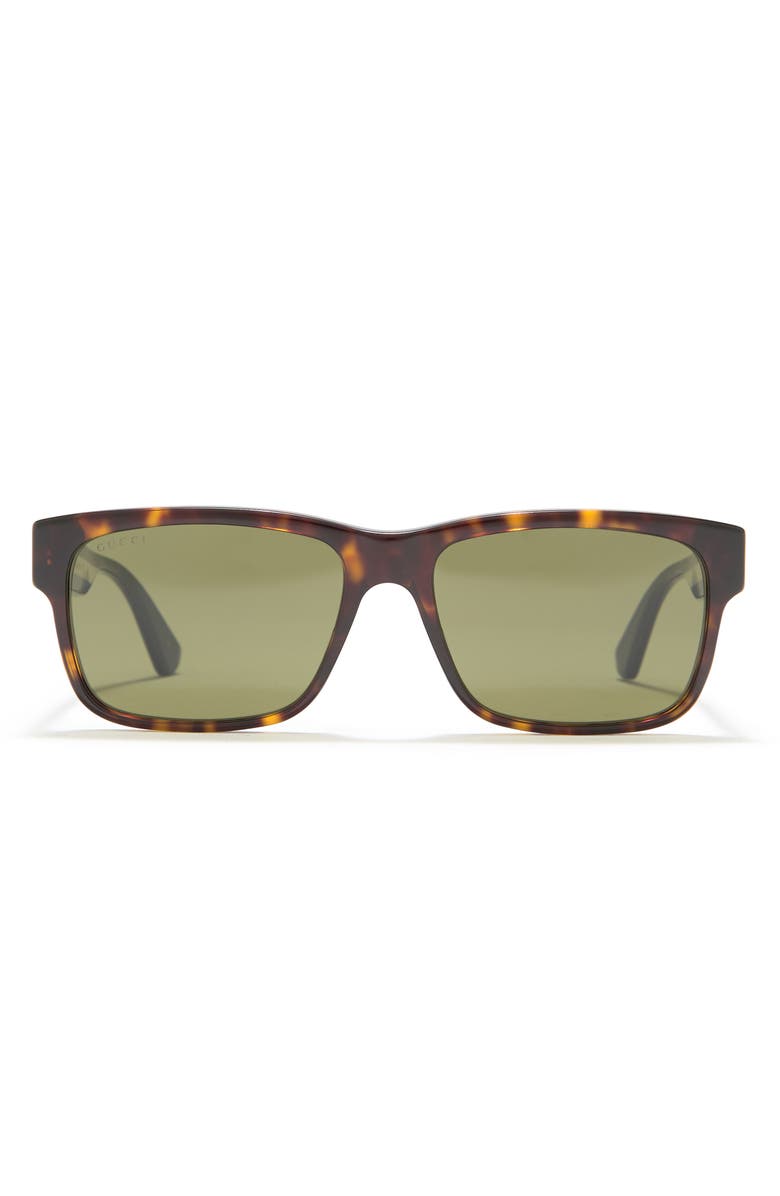 Gucci 58mm Square Sunglasses, Main, color, Havana Multicolor Green