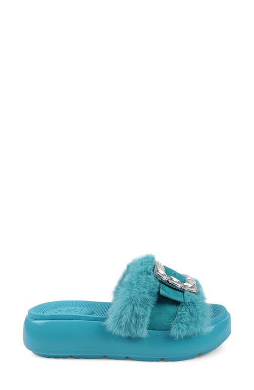 Zigi Fab Faux Fur Platform Sandal In Blue