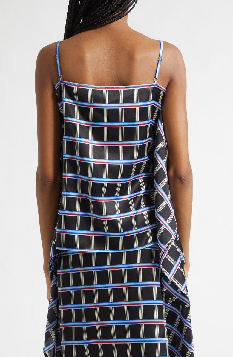 EENK Check Slip Drape Silk & Cotton Top, Alternate, color, Black Multi