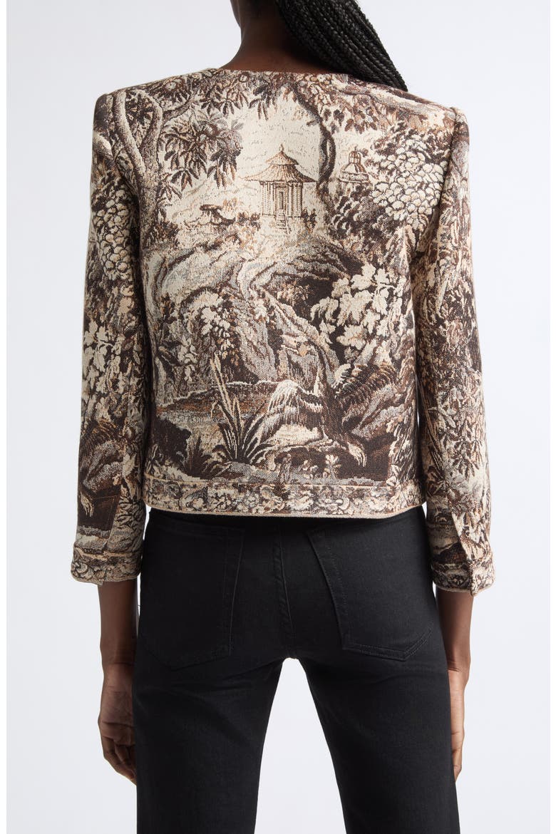 Lian Collarless Crop Cotton Blend Jacket, Alternate, color, NEUTRAL SCENIC TAPESTRY