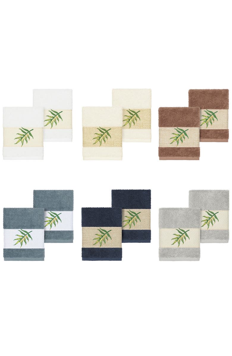 Linum Home Textiles Zoe Embellished Washcloth - Set of 2 - Light Grey, Alternate, color, Light Grey