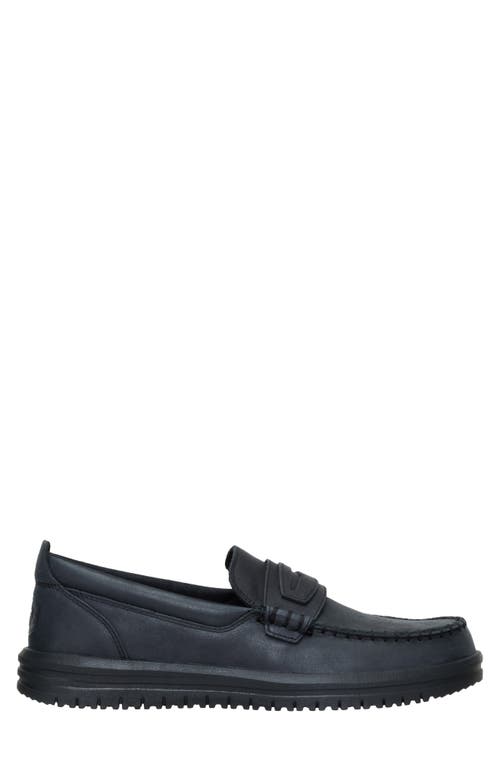 Hey Dude Wally Next Leather Penny Loafer In Black