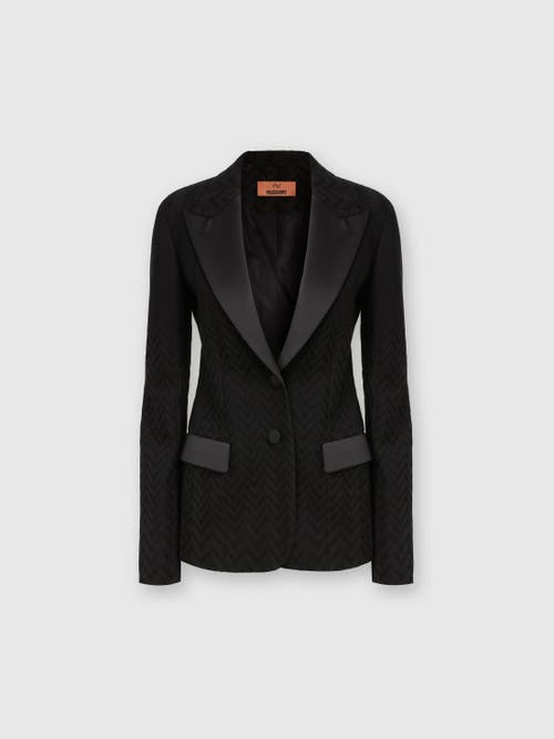 Missoni Chevron Blazer With Satin Details In Black