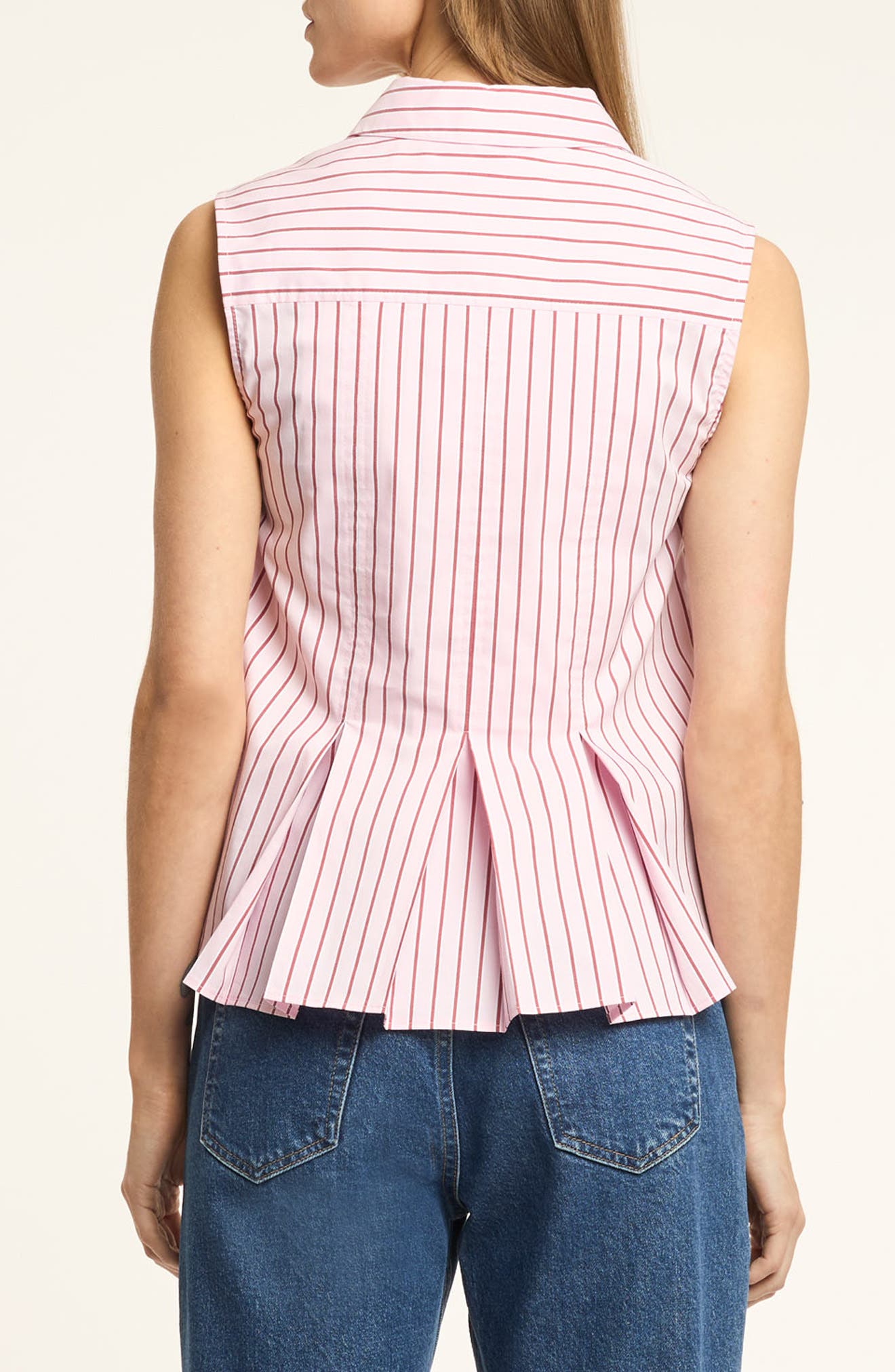 Jillian Stripe Bow Embellished Peplum Top - image 2