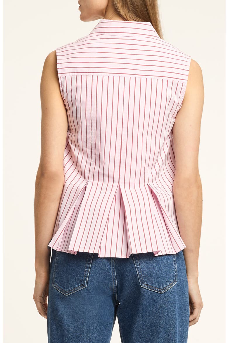 Jillian Stripe Bow Embellished Peplum Top, Alternate, color, COTTON CANDY/ CRIMSON PLUM
