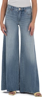 KUT from the Kloth Blake Raw Hem Mid Rise Super Flare Jeans