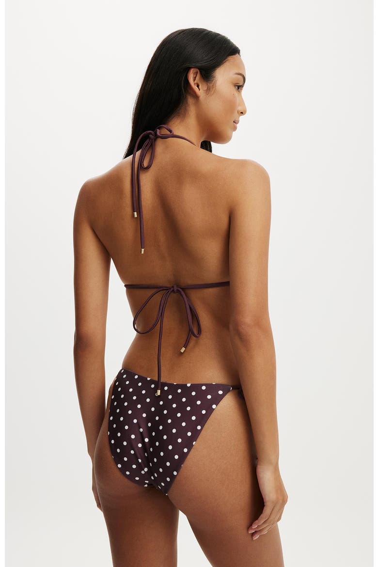 Women's String Triangle Bikini Top, Alternate, color, Missy Spot Plum Kiss