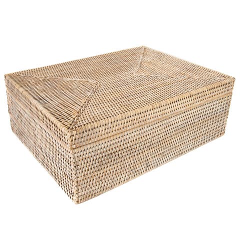 Artifacts Rattan Storage Box with Lid - Flat Legal File Organizer