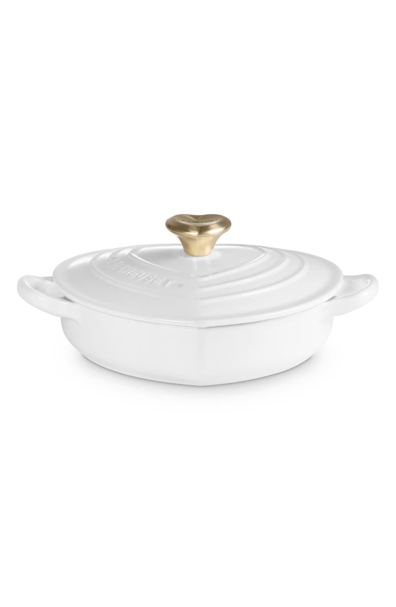 Le Creuset Signature Cast Iron Heart Cocotte, Alternate, color, White