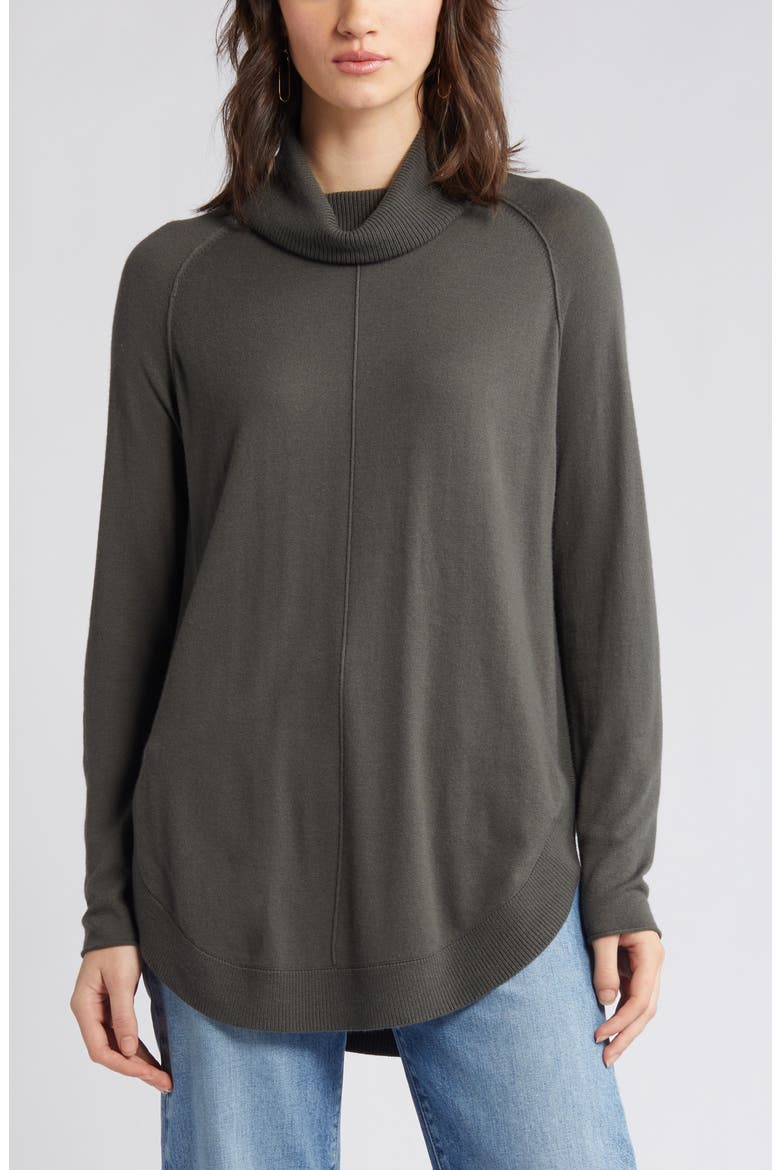 Turtleneck Tunic Sweater, Alternate, color, GREY BELUGA