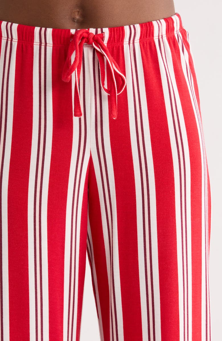 Nordstrom Moonlight Eco Knit Pajamas, Alternate, color, Red- Ivory Carol Stripe