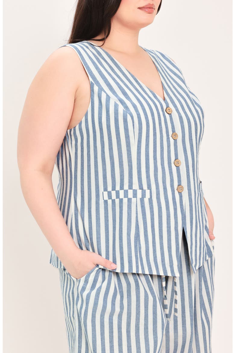 Striped Cotton Vest, Alternate, color, BLUE/ NATURAL