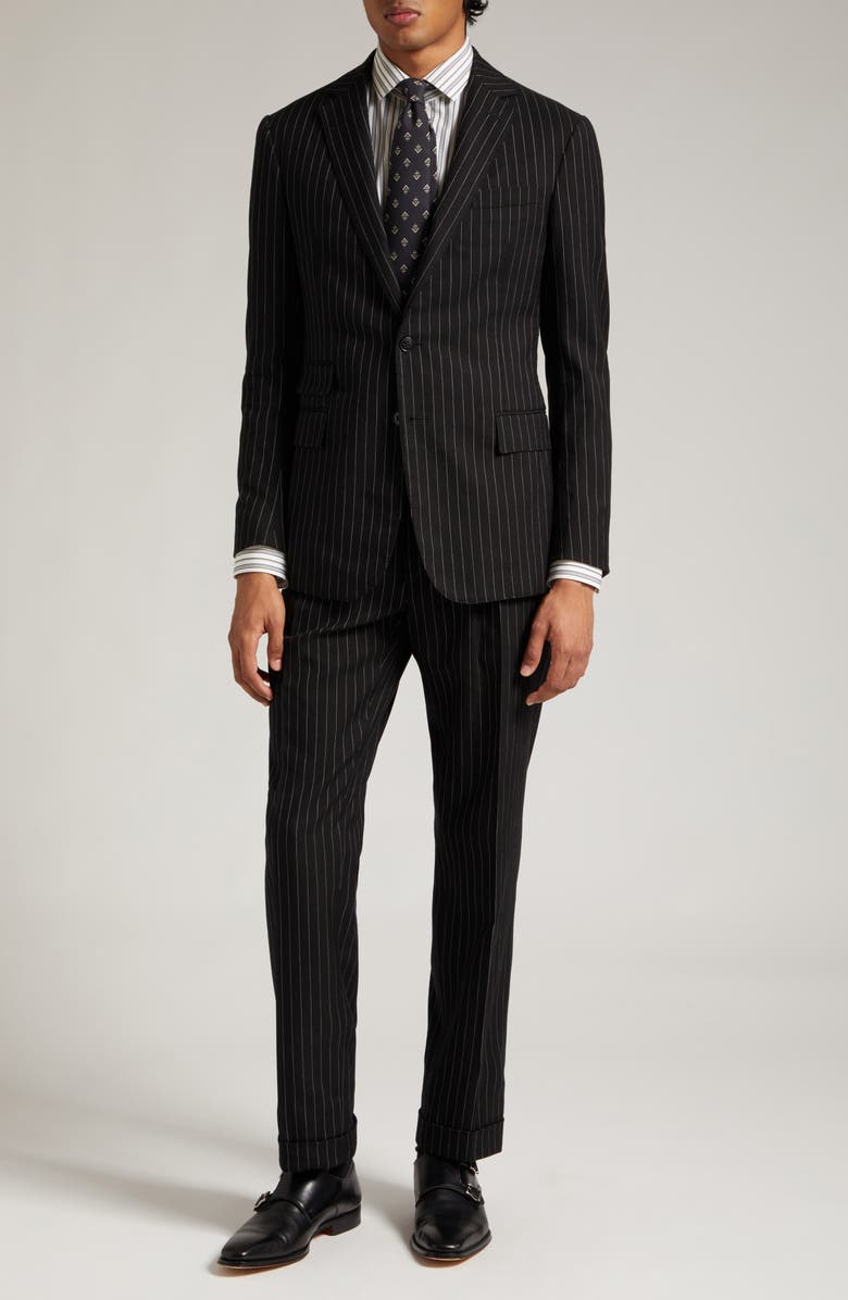 Ralph Lauren Purple Label Kent Pinstripe Cotton & Silk Suit, Main, color,