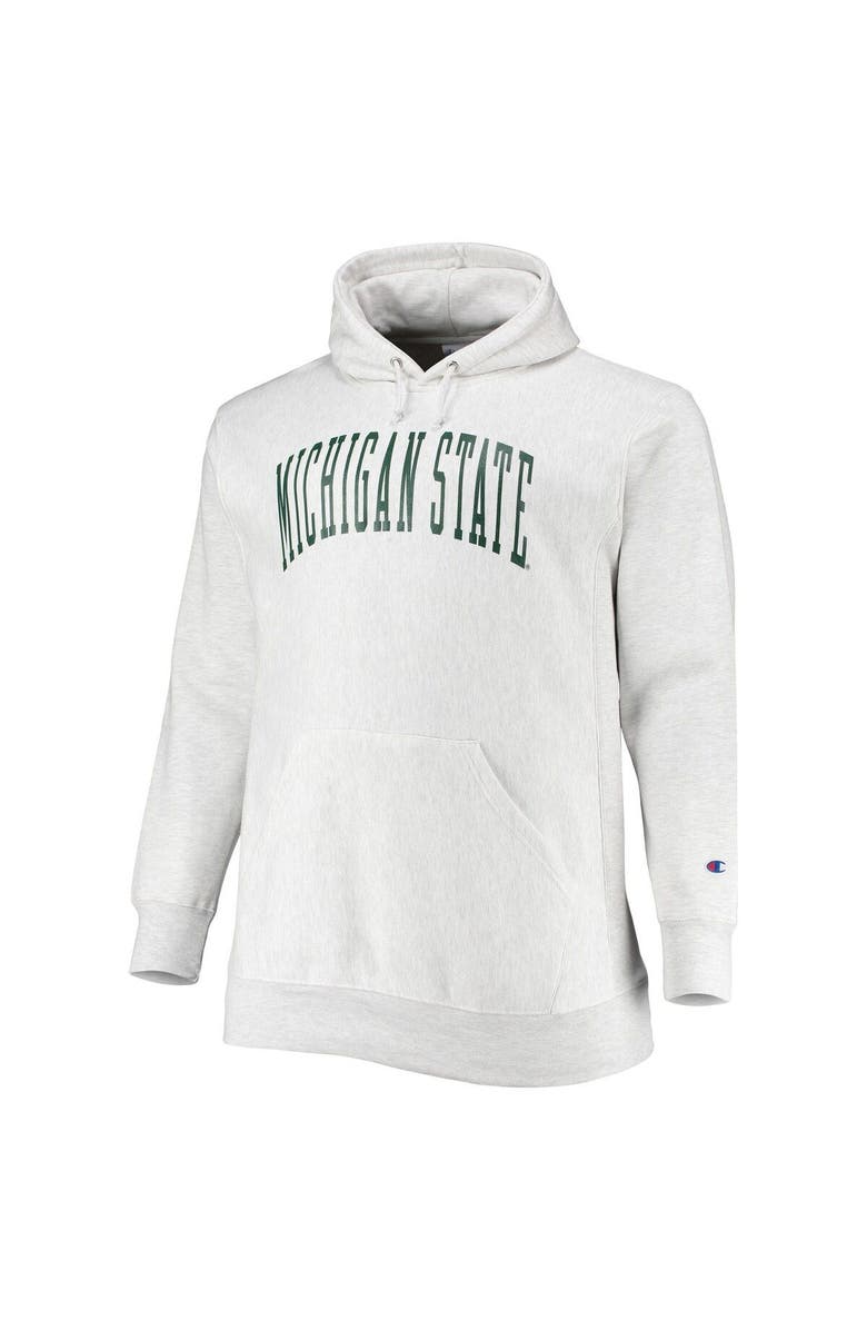 Champion Men's Champion Heathered Gray Michigan State Spartans Big & Tall Reverse Weave Fleece Pullover Hoodie Sweatshirt, Alternate, color, Heather Gray