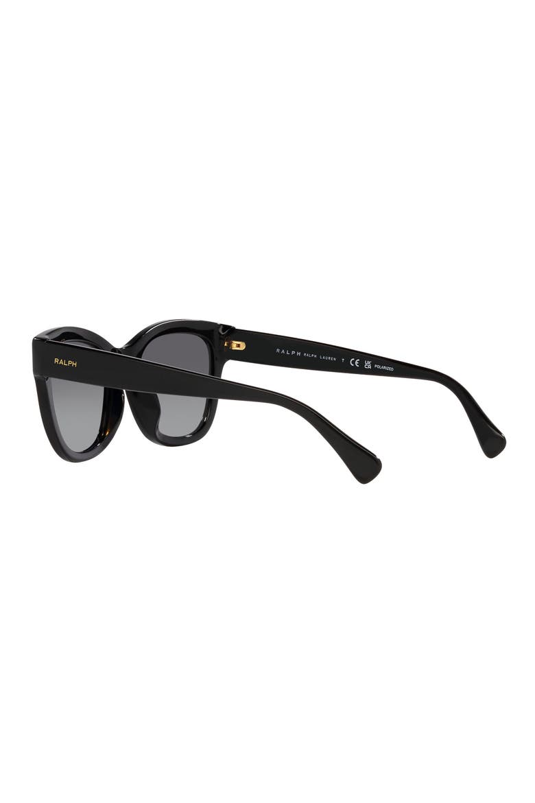 52mm Gradient Polarized Oval Sunglasses, Alternate, color, SHINY BLACK