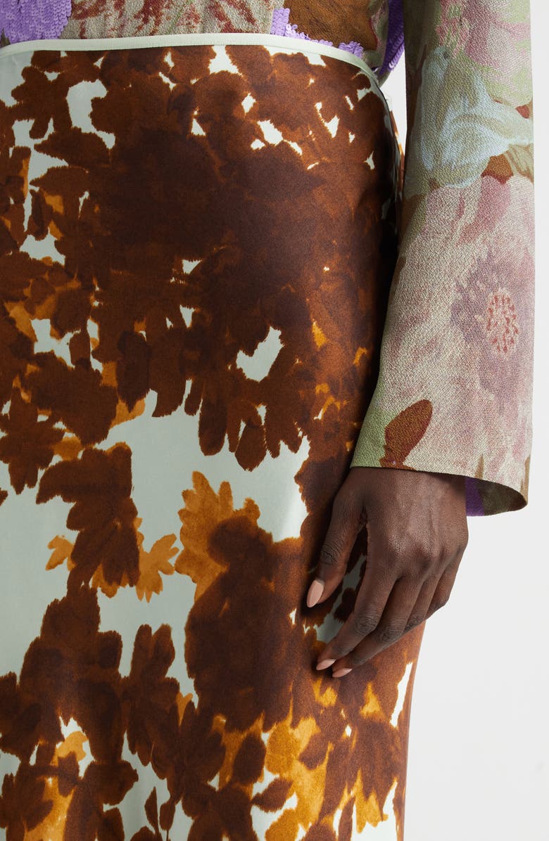 Dries Van Noten Sati Shadow Leaf Print Midi Skirt, Alternate, color, 