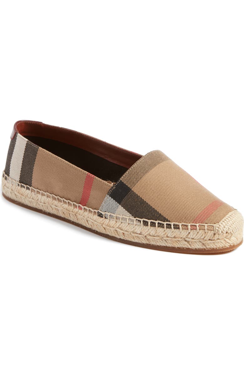 Burberry Check Print Espadrille Flat, Main, color,
