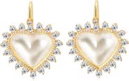 GABI RIELLE 14K Gold Plated Sterling Silver Cubic Zirconia & Mother-of-Pearl Heart Drop Earrings