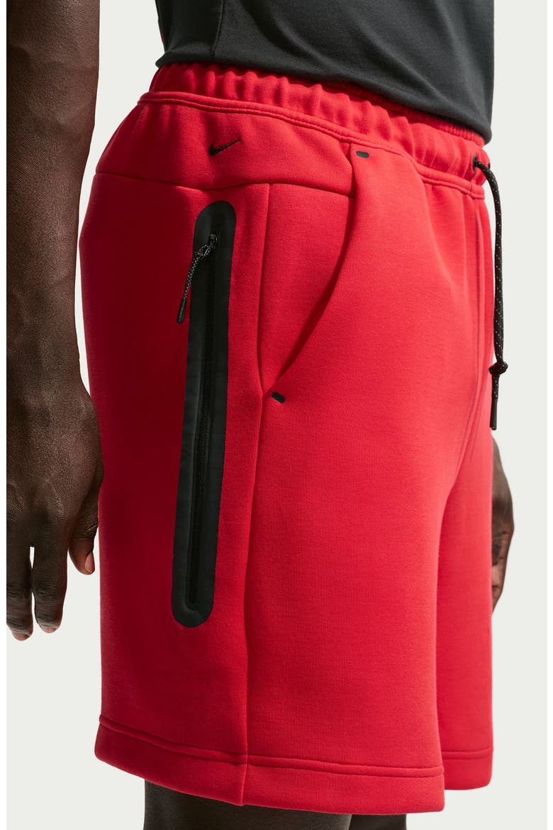 Tech Fleece Drawstring Shorts, Alternate, color, SPEED RED/ WHITE