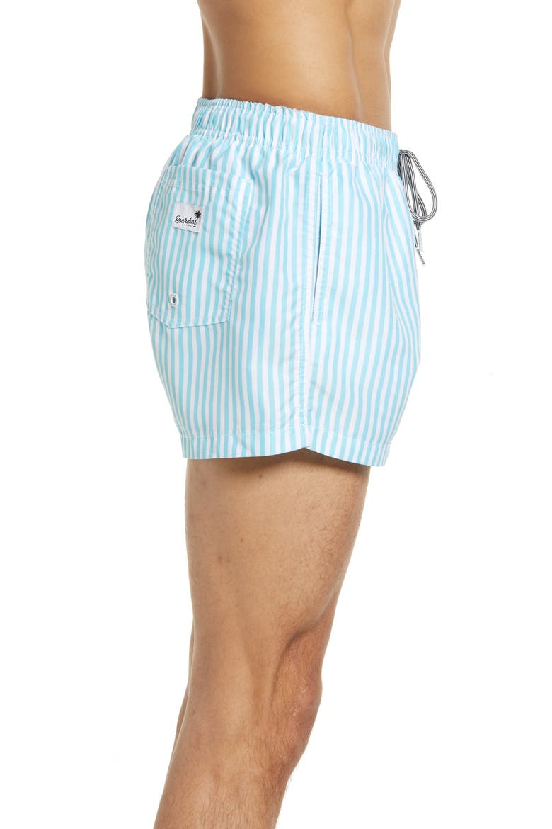 Deck Stripe Shortie Swim Trunks, Alternate, color, CORNFLOWER/ WHITE