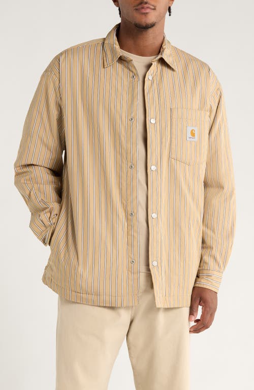 Carhartt Work In Progress Grimsby Stripe Shirt Jacket In Brown