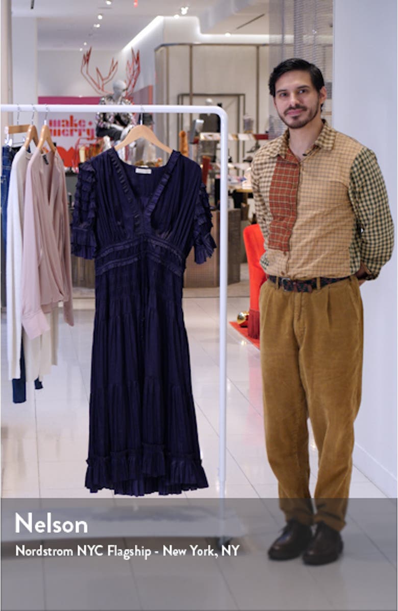 Carine Ruffle Shirred Dress, sales video thumbnail