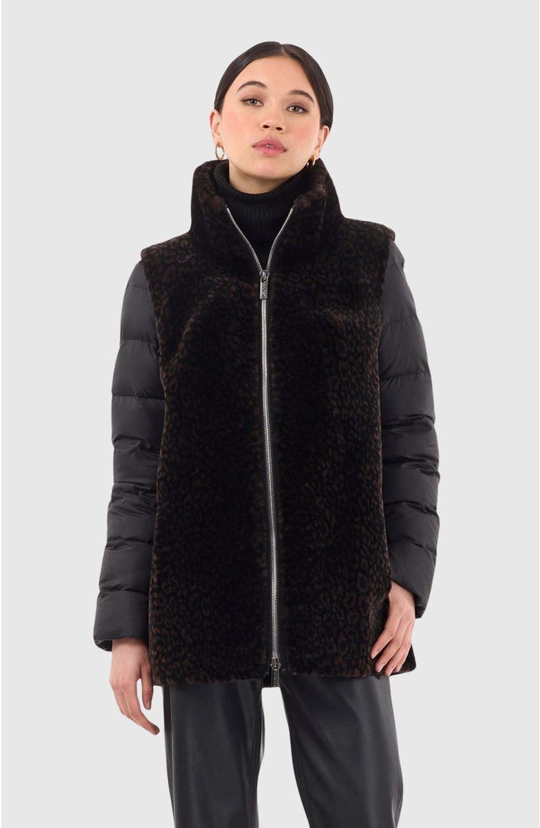 GORSKI Genuine Shearling Jacket, Detachable Sleeves, Alternate, color, Black/Brown Lprd