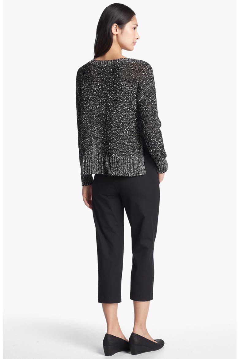 Wrapped Cotton Nubble Sweater, Alternate, color, BLACK/ WHITE
