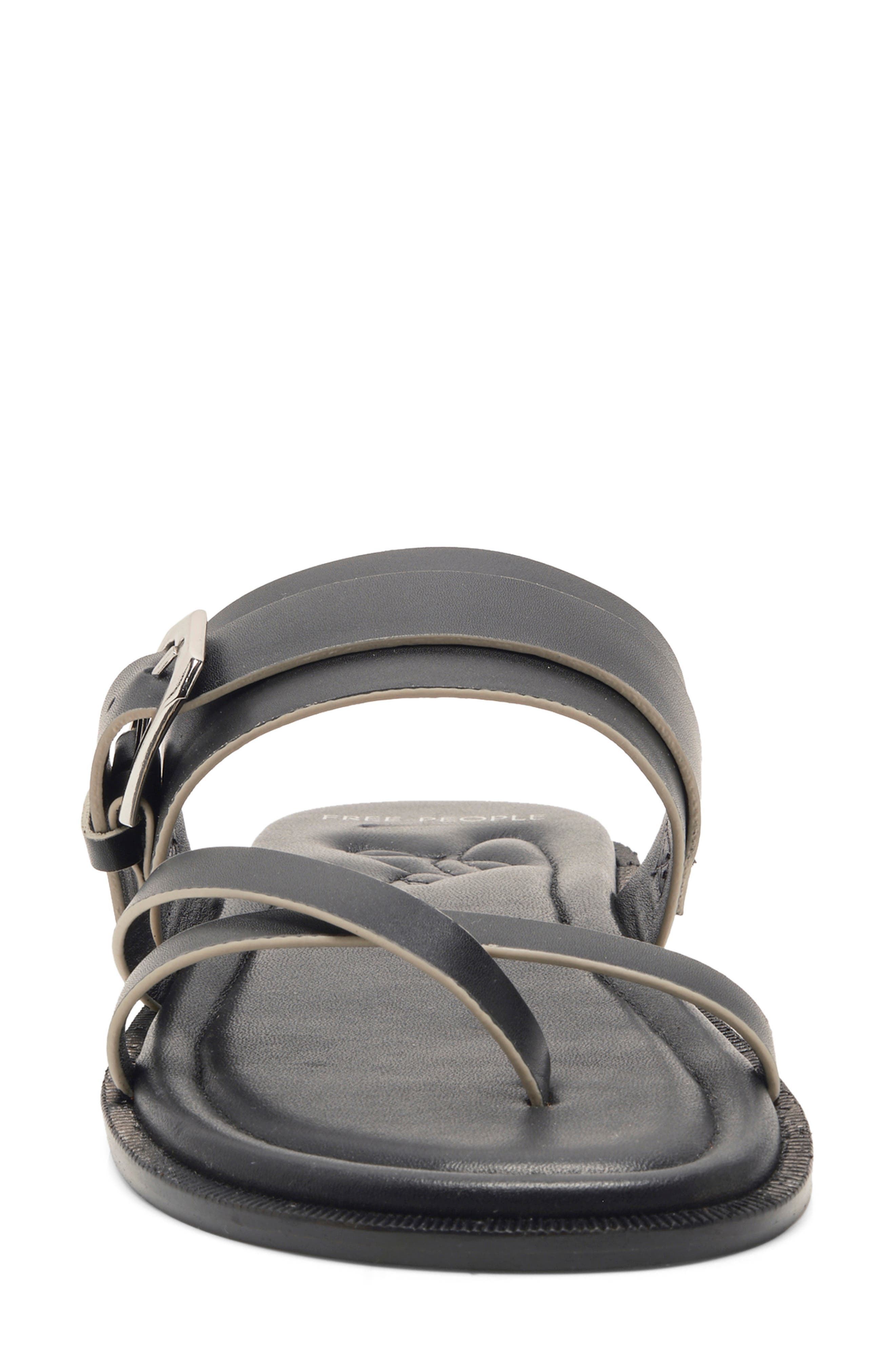 Free People Belted Cross Strap Slide Sandal, Alternate, color, Black Tide Leather