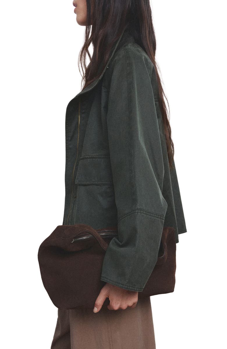 MANGO Funnel Neck Cotton Blend Jacket, Alternate, color, 