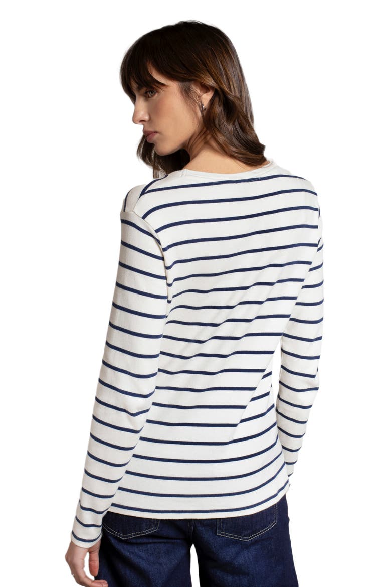 Striped Long Sleeve T-Shirt, Alternate, color, Chalk / Navy Stripe