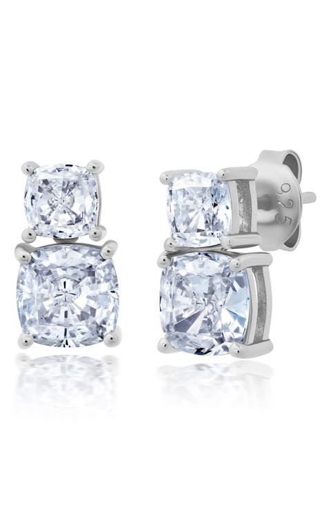 Cushion Cubic Zirc Stud Earrings
