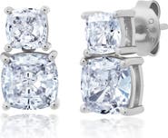 Crislu Cushion Cubic Zirc Stud Earrings