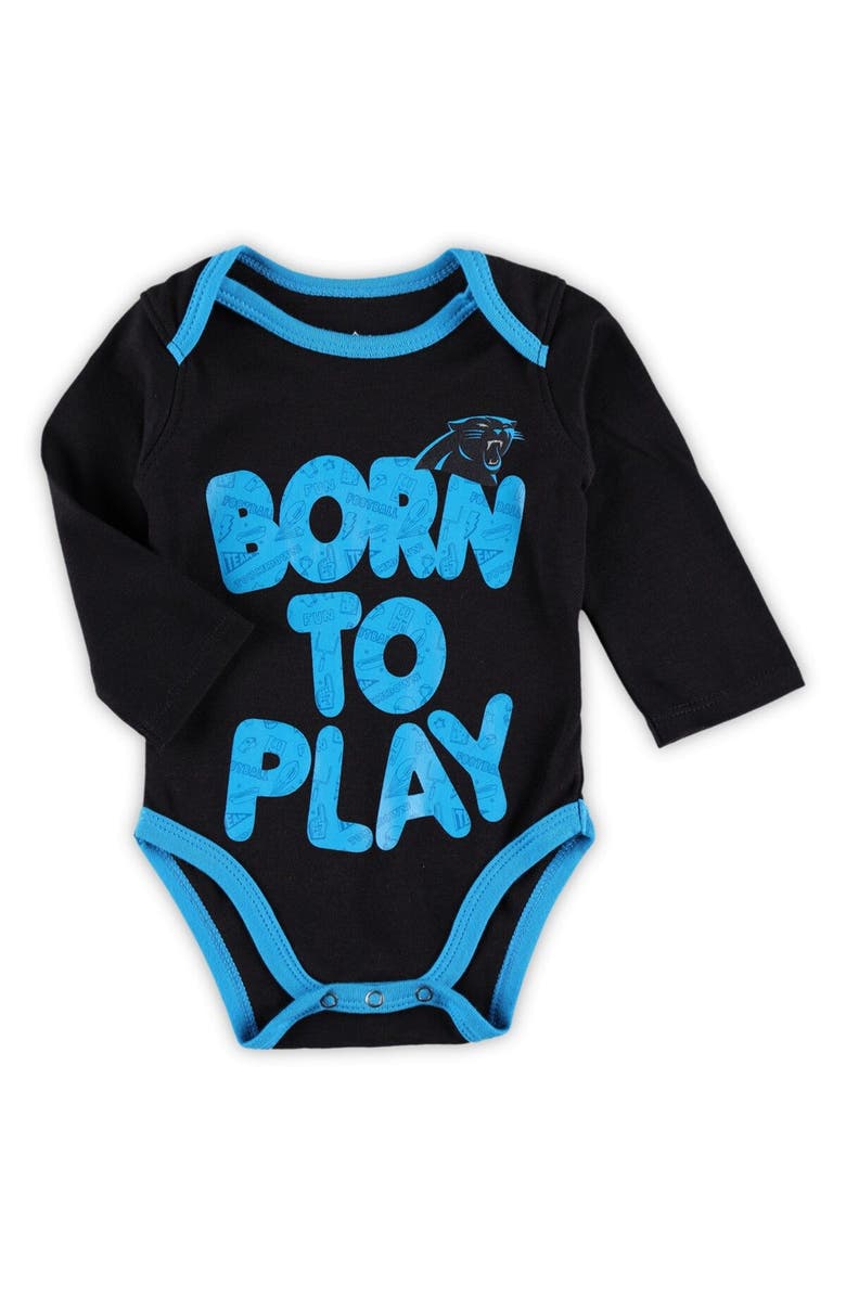 Outerstuff Newborn & Infant Black/Heathered Gray Carolina Panthers Born To Win Two-Pack Long Sleeve Bodysuit Set, Alternate, color, Black