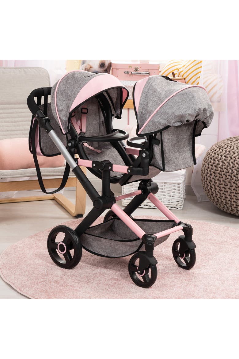 Xeo Twin Pram Butterfly Matching Handbag, Dolls 20 Inches, Alternate, color, Multicolored