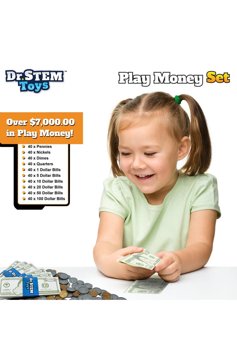 Dr. STEM Toys Play Money Set 400 Pieces Play Bills & Coins, Alternate, color, Multicolored