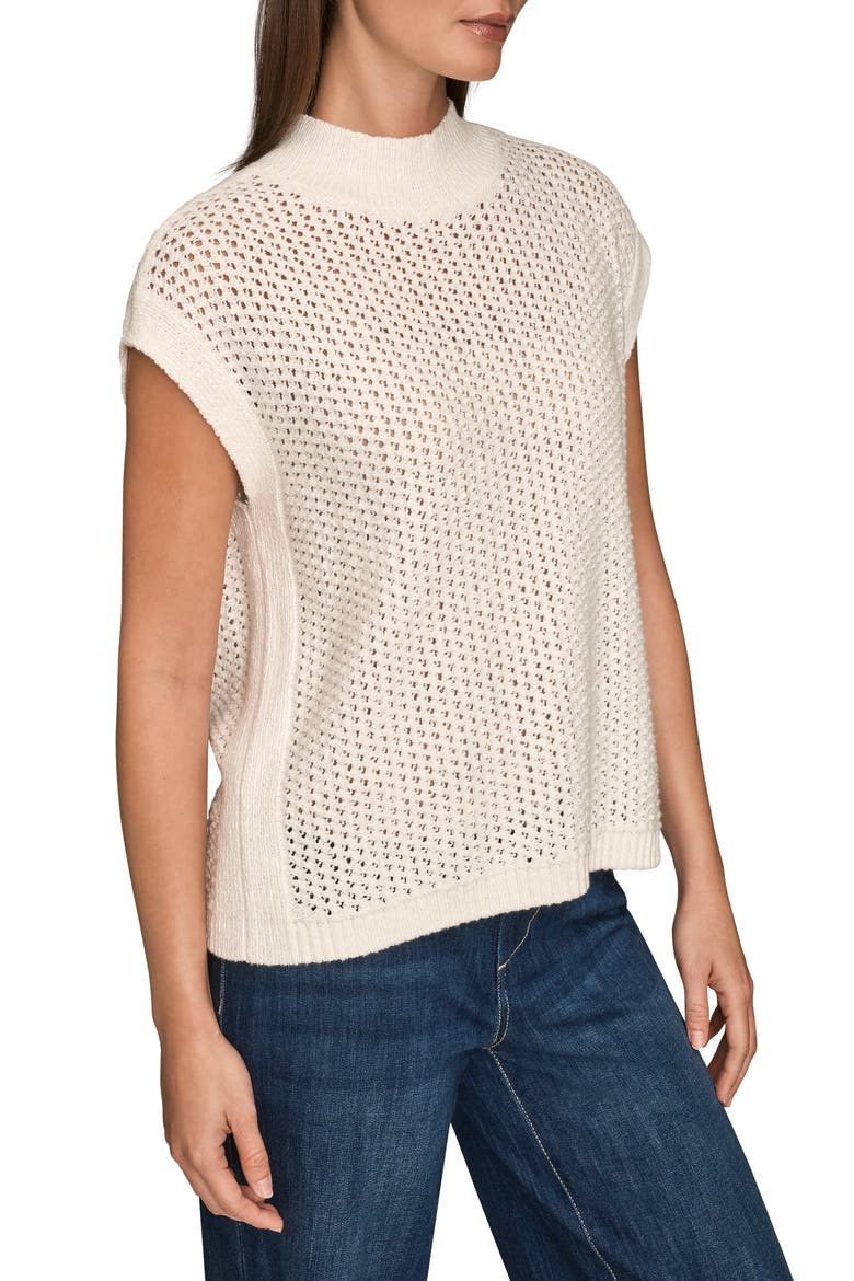 Open Stitch Cap Sleeve Sweater, Alternate, color, CREAM