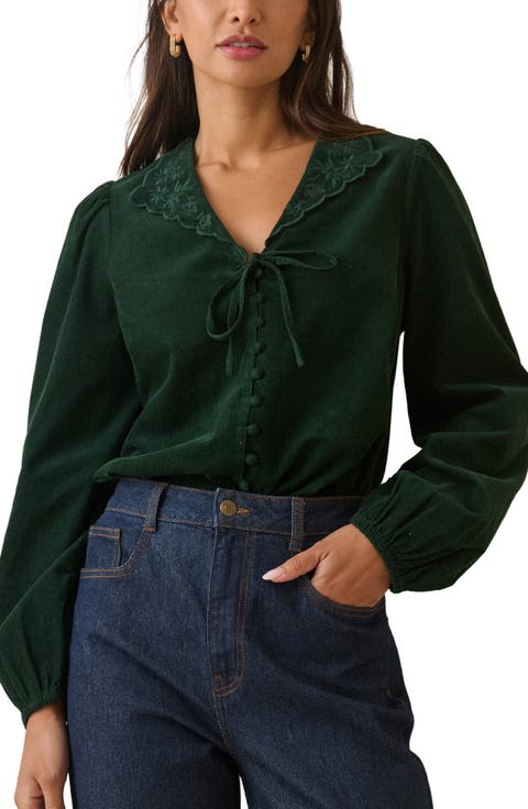 Isla Embroidered Corduroy Shirt