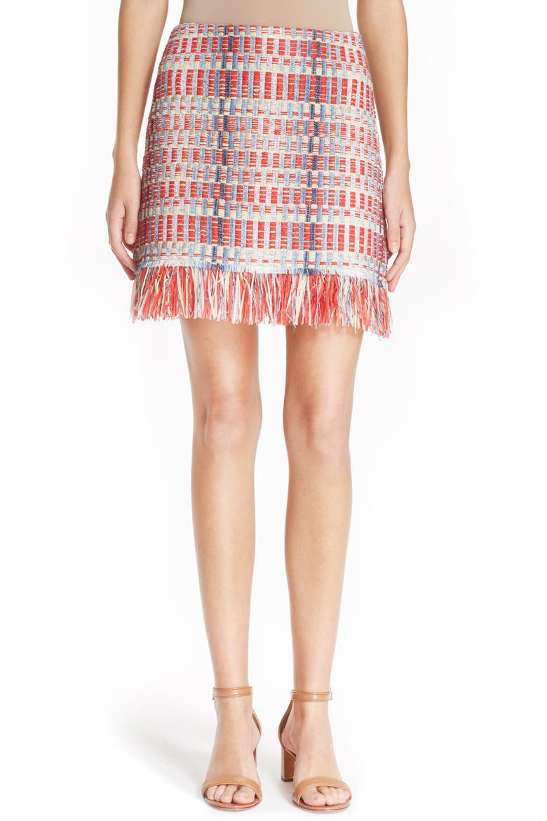 'Tara' Woven Tweed Miniskirt, Main, color, INDIGO LUREX TWEED