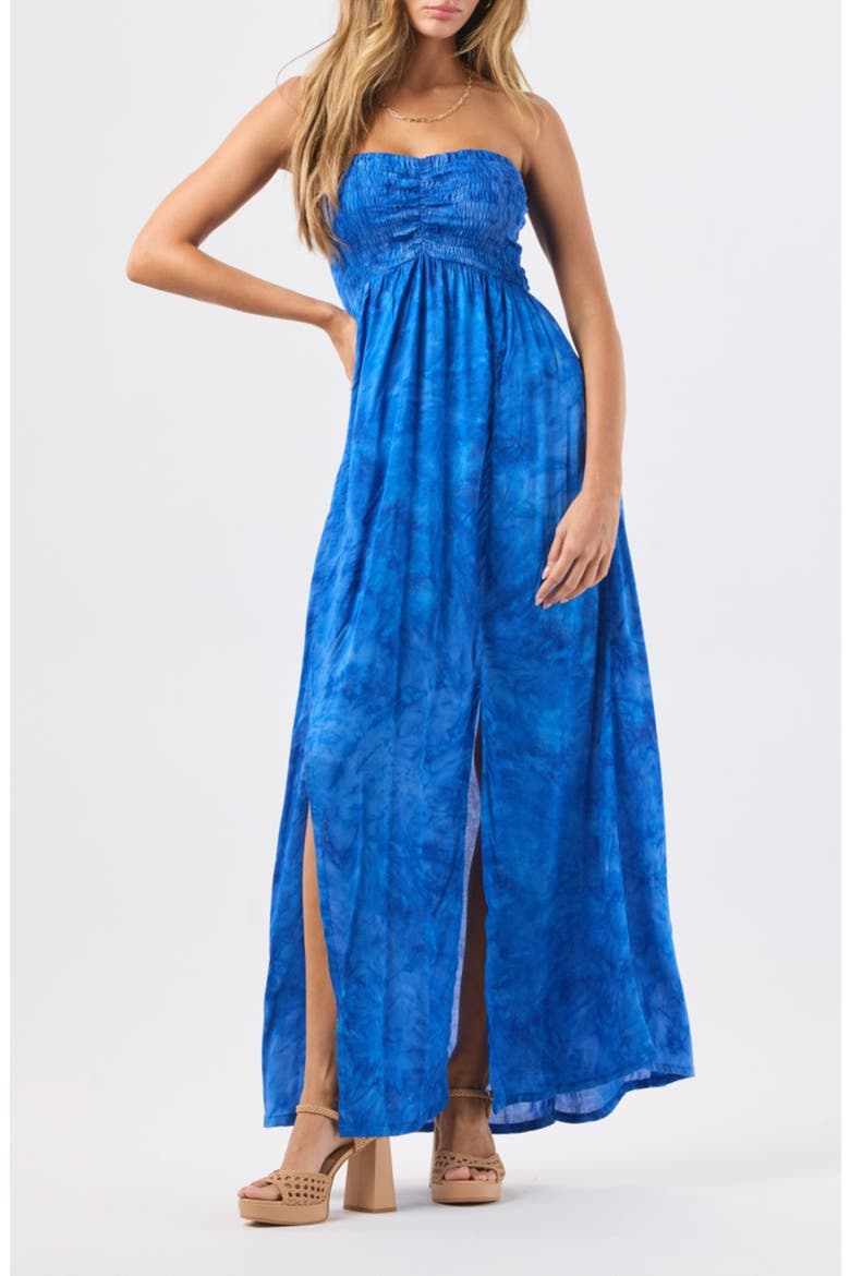 Emilia Strapless Maxi Dress, Main, color, MARBLED PACIFIC